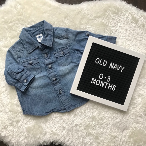 Old Navy Boys 0-3M Denim Shirt - Picture 1 of 3